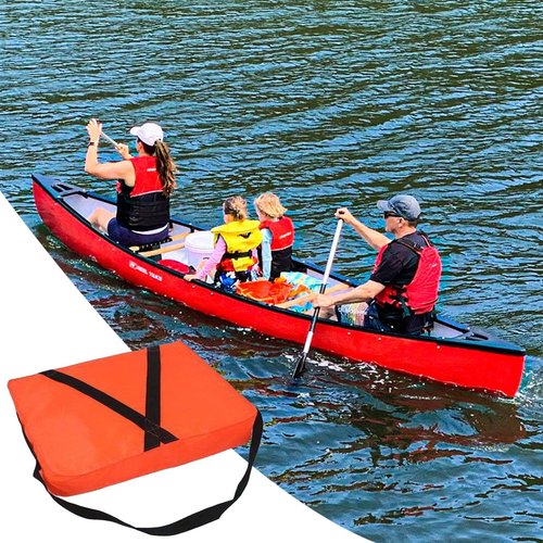 Boat Throwable Flotation Device, 18x14in Red Throwable Flotation Cushions, High Buoyancy Boat Throw Cushion with Strap, Waterproof Boat Cushion for Boating, Swimming, Rescue Boats (Orange)
