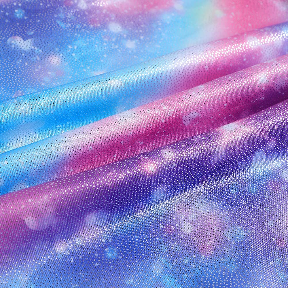Belovance Leotards for Girls Gymnastics Unicorn Athletic Dance Wear Shiny Rainbow Blue Hotpink (Rainbow Galaxy, 9-10 Years)