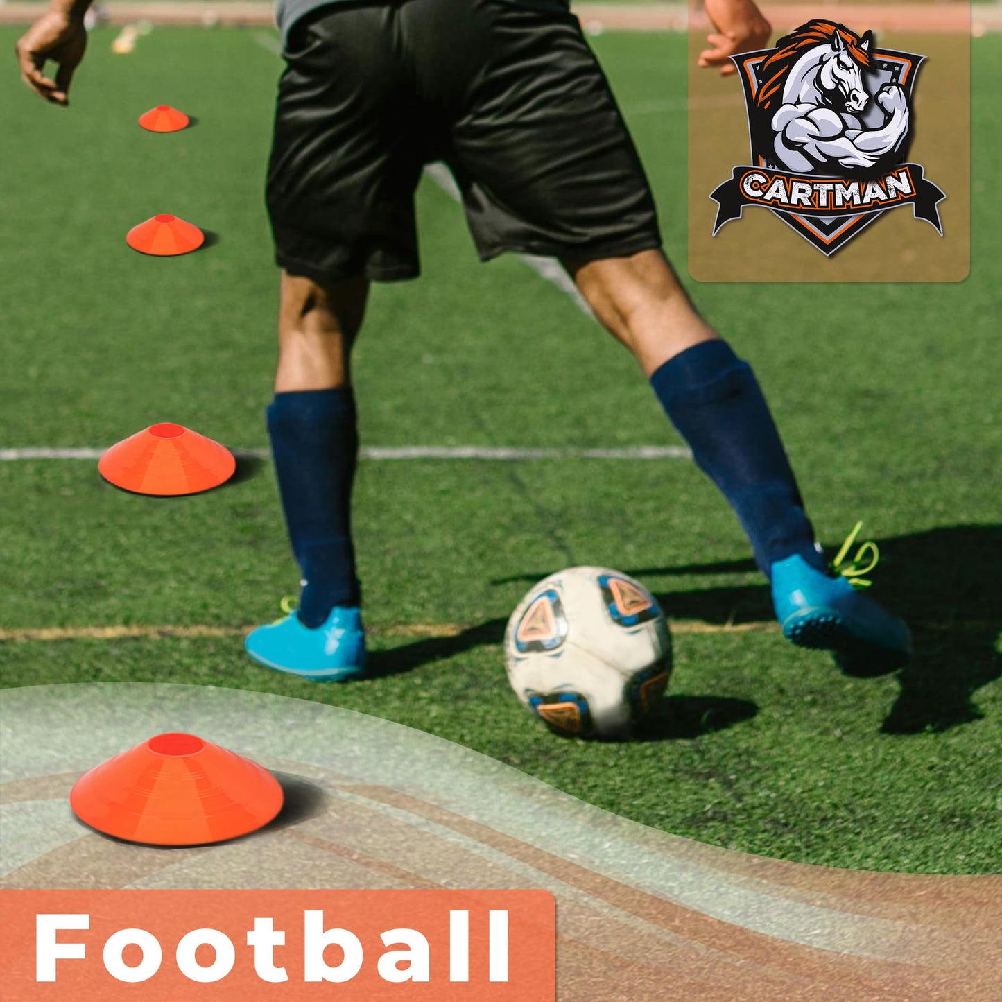 CARTMAN 24 Pack Disc Cones Agility Soccer Cones with Carry Bag, Sports Training Cones for Soccer Practice, Skating, Football, Basketball