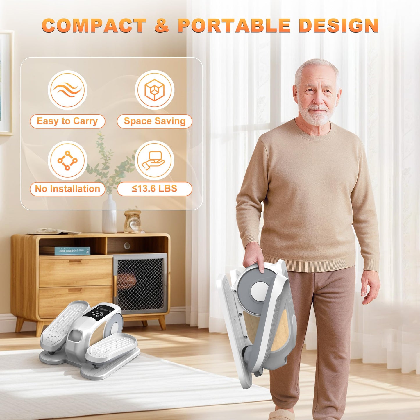 Mini Under Desk Elliptical Electric Leg Exerciser As Seen on TV While Sitting for Seniors with Remote Control & 12 Speeds,Non-Slip Mat Quiet & Portable for Home Office,Gift for Mom Dad