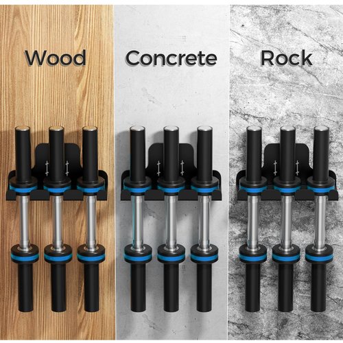 ZGJWJYUU Barbell Wall Holder,Olympic Hanger,Garage Gym Bar Wall Rack with 3 Bar Holders,Vertical Barbell Mount Rack,Space Saving Commercial or Home Gym Accessory,Holds Under 33mm Bar Size(Black)