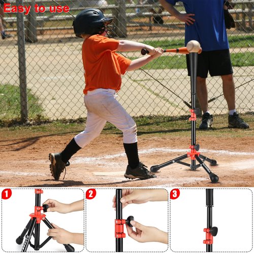 BaseGoal Baseball Tee for Kids,Batting Tee,Softball Tee,Youth Hitting Tee,Teeball Tee,Travel Tee,Easy Adjustable Height (Kids Baseball Tee)