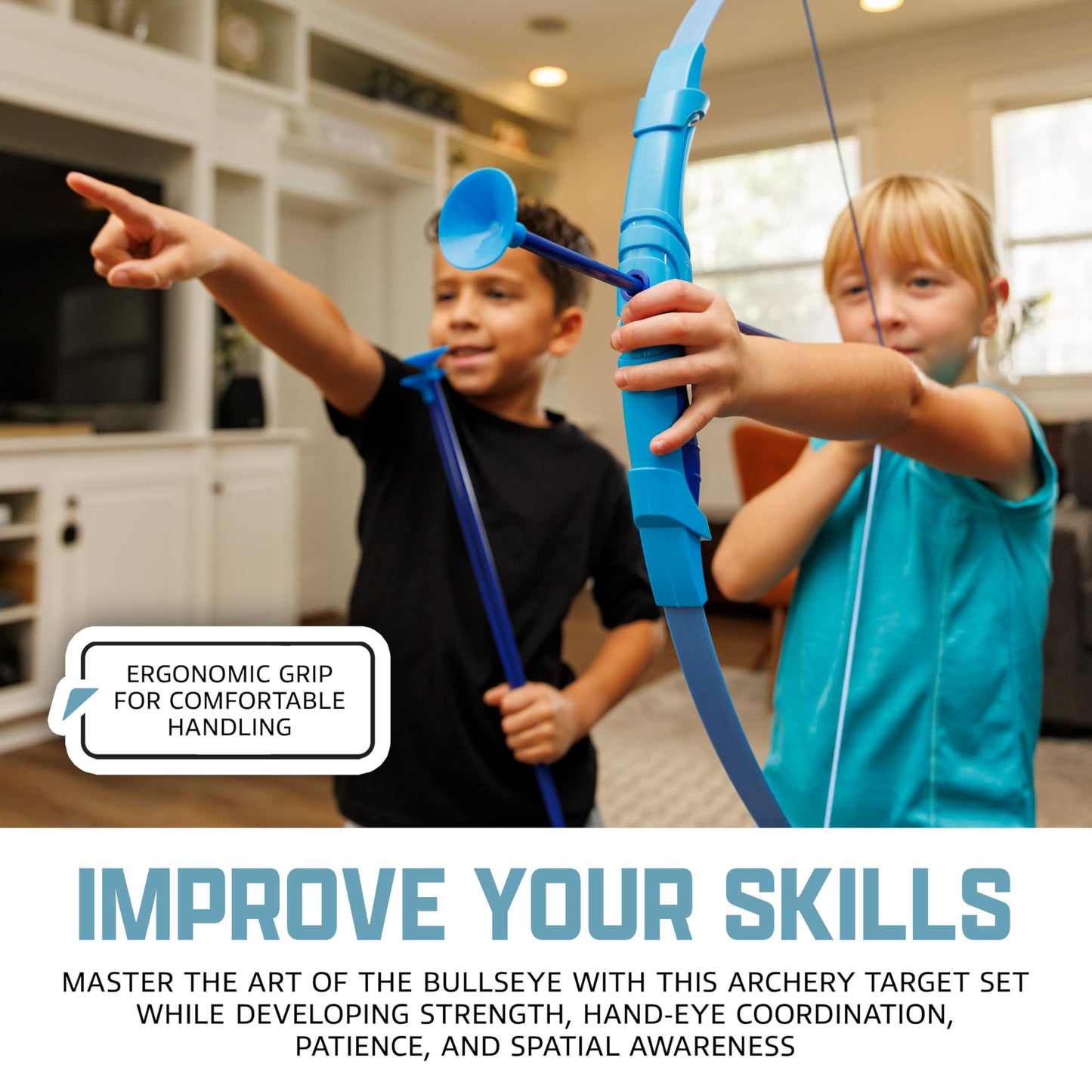 Franklin Sports Kids Archery Bow and Arrow Set - Indoor Toy Archery Set - Plastic Bow and Toy Arrows for Kids - Complete Youth Set