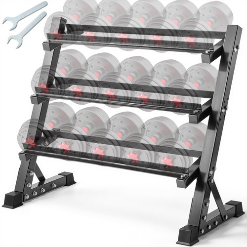 3 Tier Dumbbell Rack Stand Only(1100lbs), Adjustable Weight Rack Made with Heavy-Duty Hardened Steel, Space-Saving Design, Weight Storage Holder for Home Gym Dumbbells