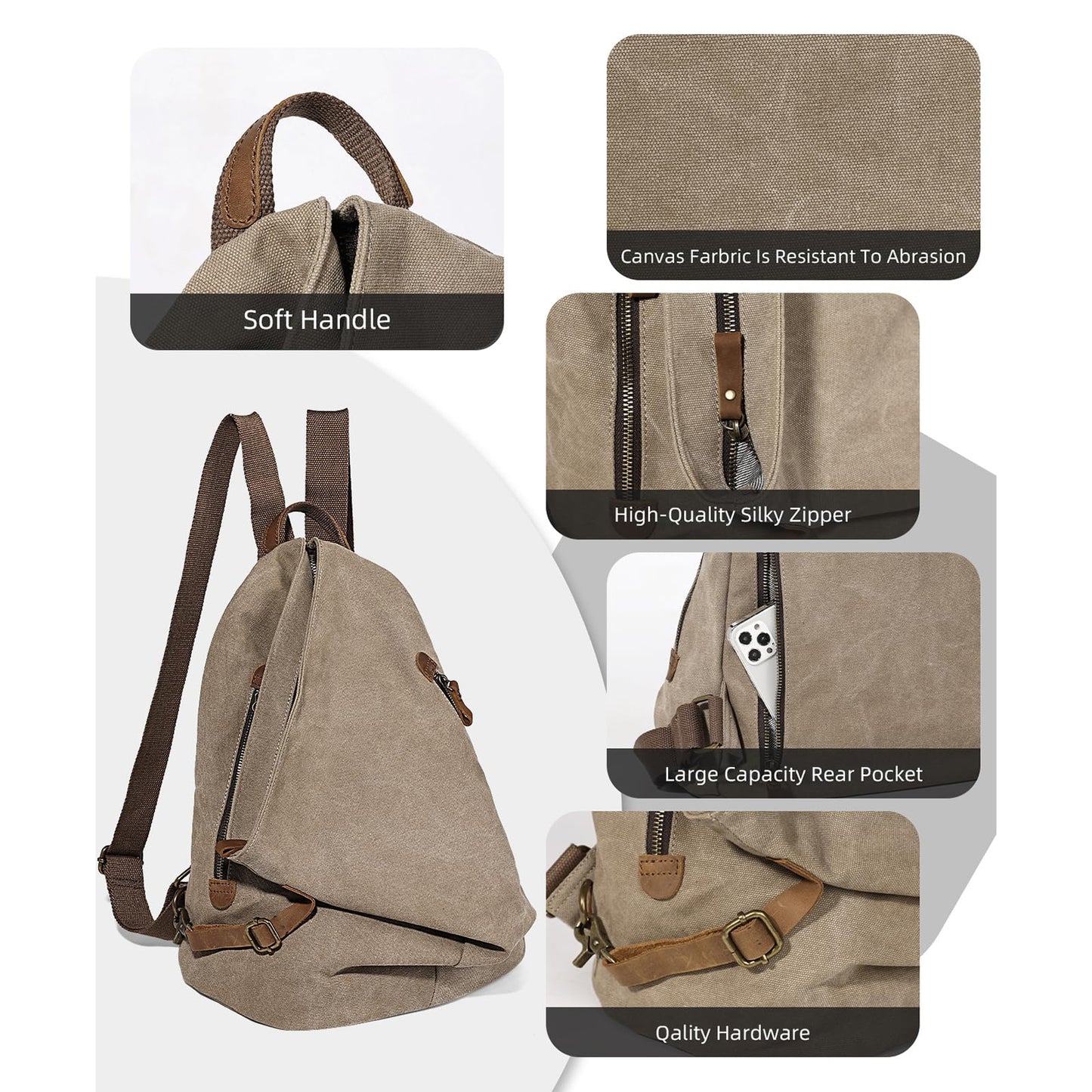 KL928 Canvas Vintage Backpack – Large Casual Daypack Outdoor Travel Rucksack Hiking Backpacks for Men Women