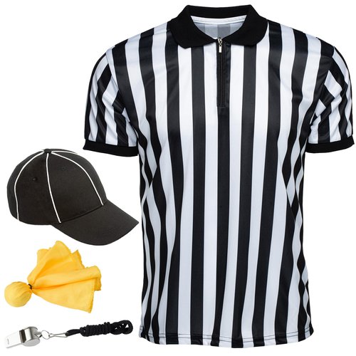 Murray Sporting Goods Referee 4-Piece Bundle - Referee Shirt, Hat, Flag, & Whistle (Large)