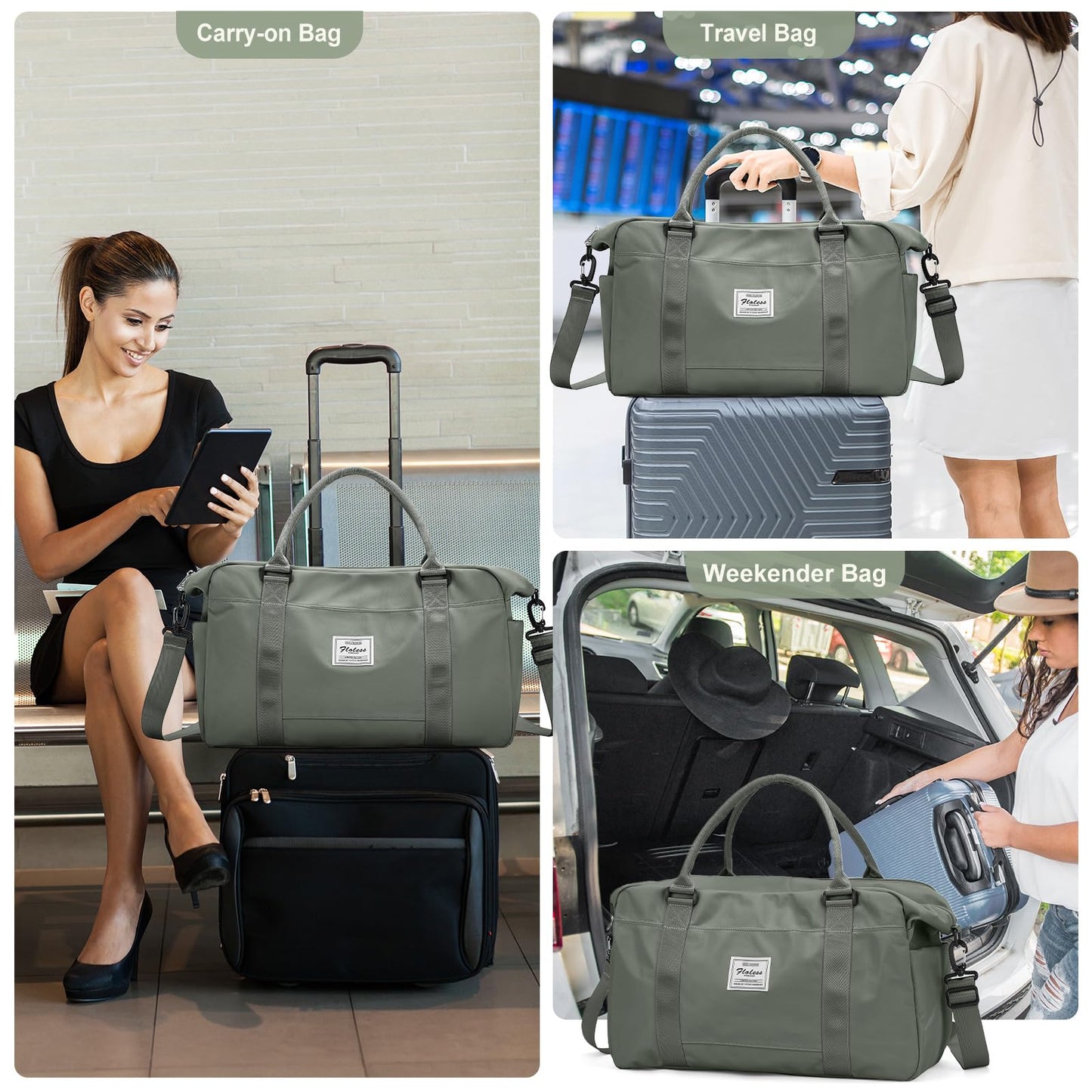 Travel Duffel Bag, Carry-on Overnight Weekender Bags for Women