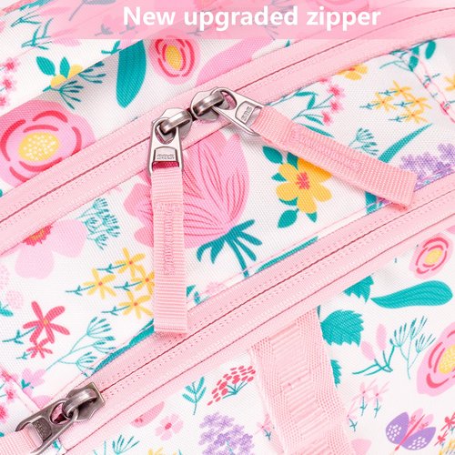 Choco Mocha Flower Backpack for Girls, Kindergarten Backpack for Girls Ages 4-6, Kids Preschool Bookbag Girl 15 inch, Butterfly Pink