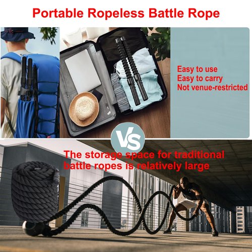 Dzorun Ropeless Battle Ropes Weighted Workout Rope Fitness Exercise Training Bar for Home Gym