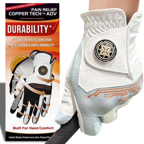 Copper Tech Adv 2.0 Golf Gloves Women Right Handed Golfer & Left Handed Golfer | Joint Support Copper Compression Womens Golf Glove | Tear Resistant Durability and Tacky Grip for Max Control