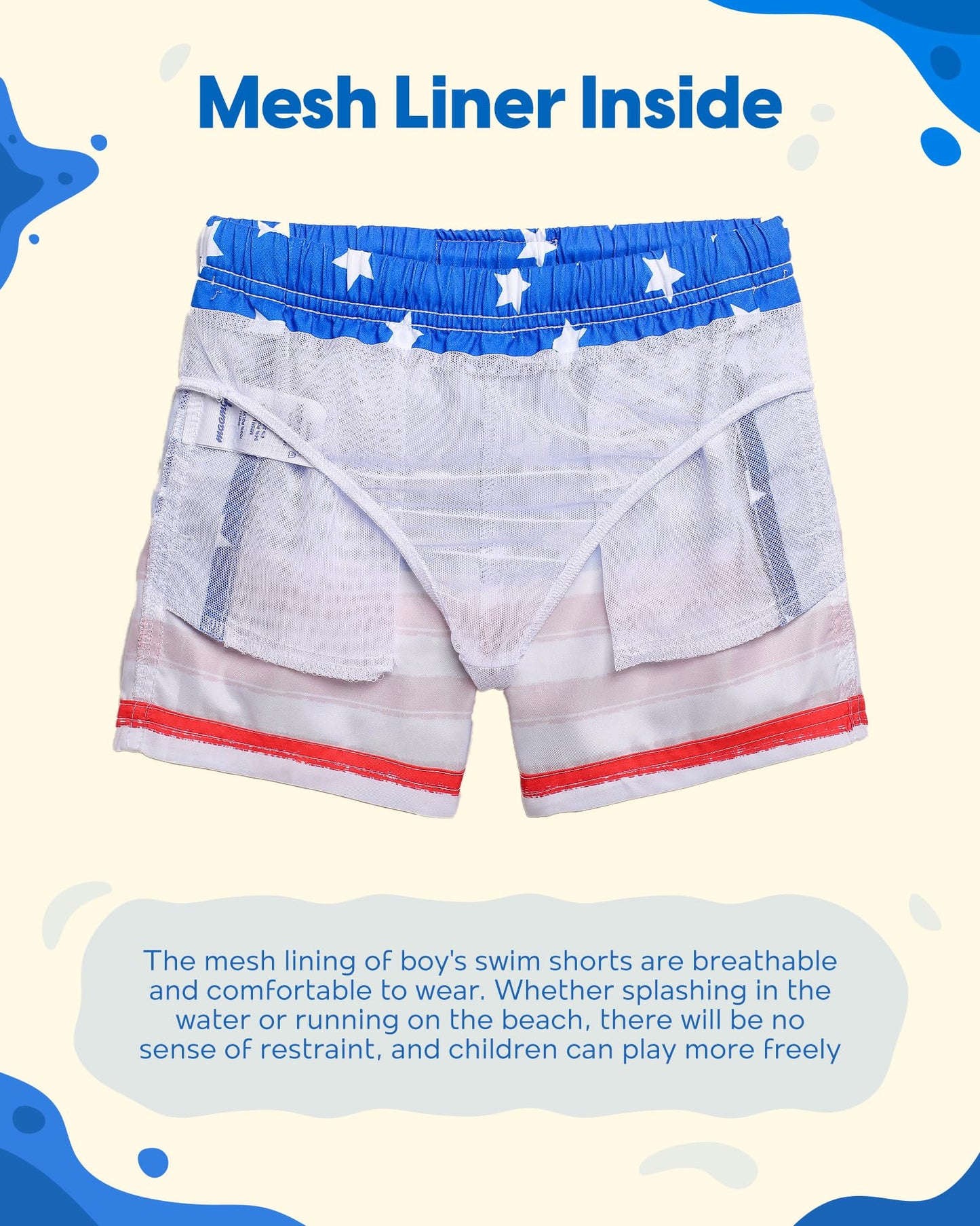 maamgic Boys Swim Trunks Toddler Swim Shorts Little Boys Bathing Suit Swimsuit Toddler Boy Swimwear Flag Blue 3T