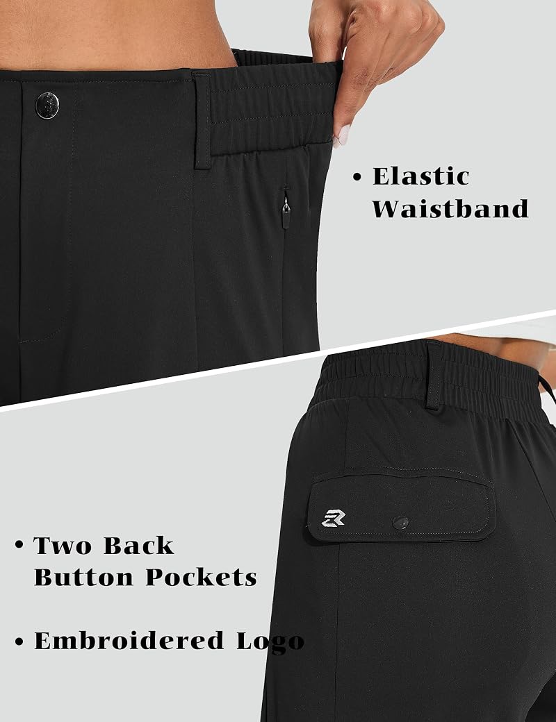 EZRUN UPF 50+ Wide Leg Dress Pants with Pockets, Black, 27" Inseam (Variation: Black+Medium+27" Inseam)