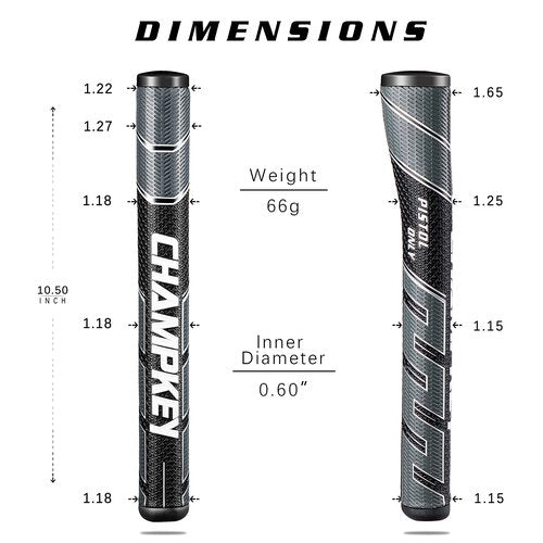 CHAMPKEY Premium Pistol Golf Putter Grip | Lightweight and Comfortable Golf Grips | Advanced Texture Control and High Feedback Golf Putter Grips(Gray, Midsize)