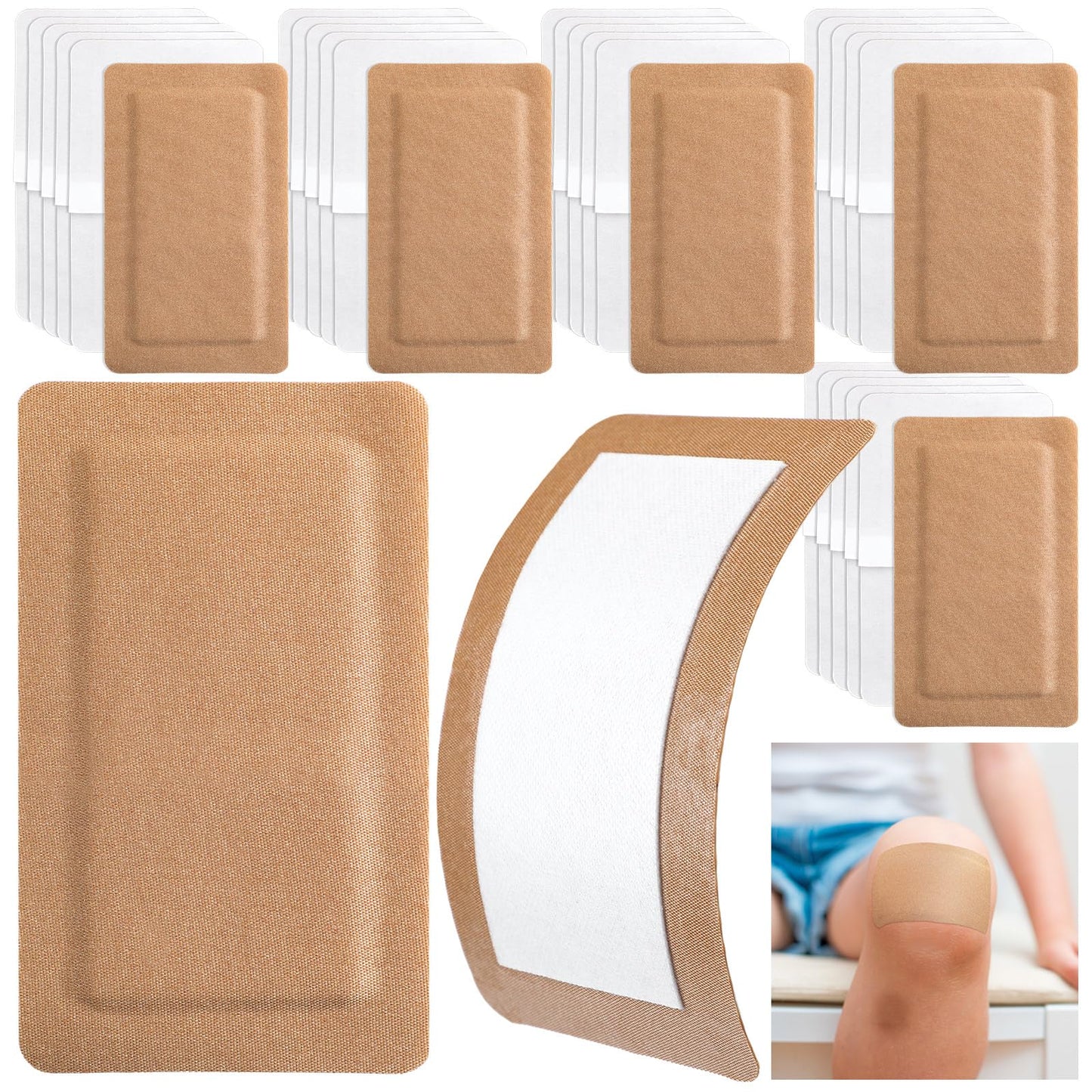 Geiserailie 30 Pcs Flexible Extra Large Adhesive Soft Bandages 5" x 3" Sterile Fabric Adhesive Bandages with Non Stick Pad, Latex Free for Care and Protect Wounds Bed Sores Burn Individually Wrapped