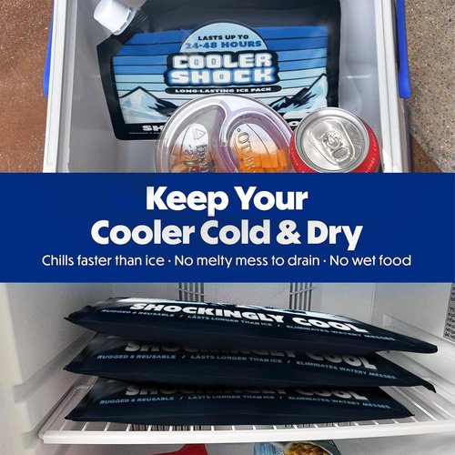 Cooler Shock Ice Packs for Cooler - Long Lasting, Reusable Freezer Packs for Coolers, Camping Gear, Fishing, Road Trips, Beach Must Haves, Medium