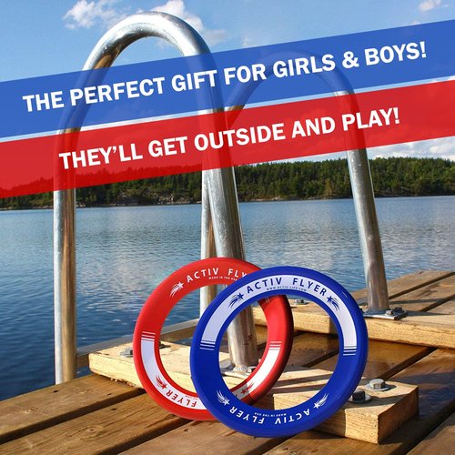 Activ Life Flying Rings for Kids, Fun Beach Toys, Gifts for Boys Girls Teens, Cool Family Outdoor Games, Play at Swimming Pool, Playground, Basket Fillers Birthday Presents, Blue/Red