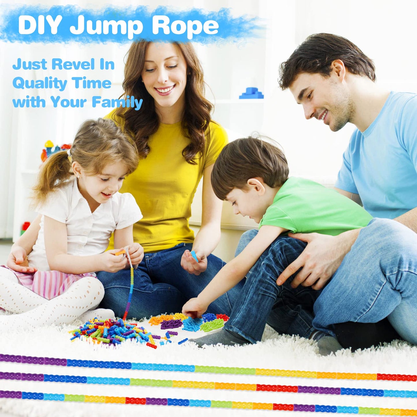 Supertrip Double Dutch Jump Rope 16 FT 2 Pack for Kids Adults, Soft Beaded Playground Adjustable Skipping Rope, Long Enough for 5-6 Jumpers