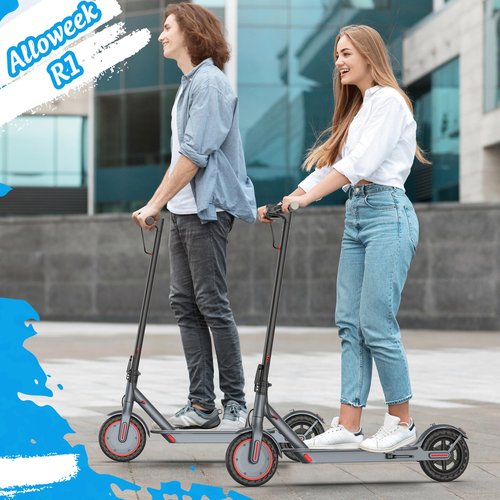 Alloweek Electric Scooter, 10"/8.5" Solid Tires, 500W Motor, 22Mph, 22/28/52 Miles Long Range, Folding E-Scooter with Dual Suspension and Braking System (R1)
