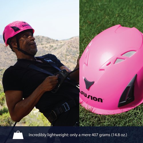 Fusion Climb Meka II Climbing and Zipline Safety Helmet - Pink, 6.25-Inch H x 10.3-Inch L x 8.25-Inch W