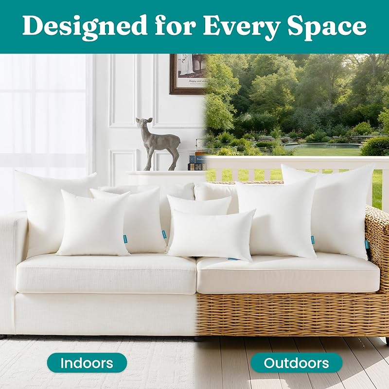 Oubonun 22x22 Outdoor Throw Pillow Inserts - Set of 2 Waterproof Cushions, 22x22 Inch Variation