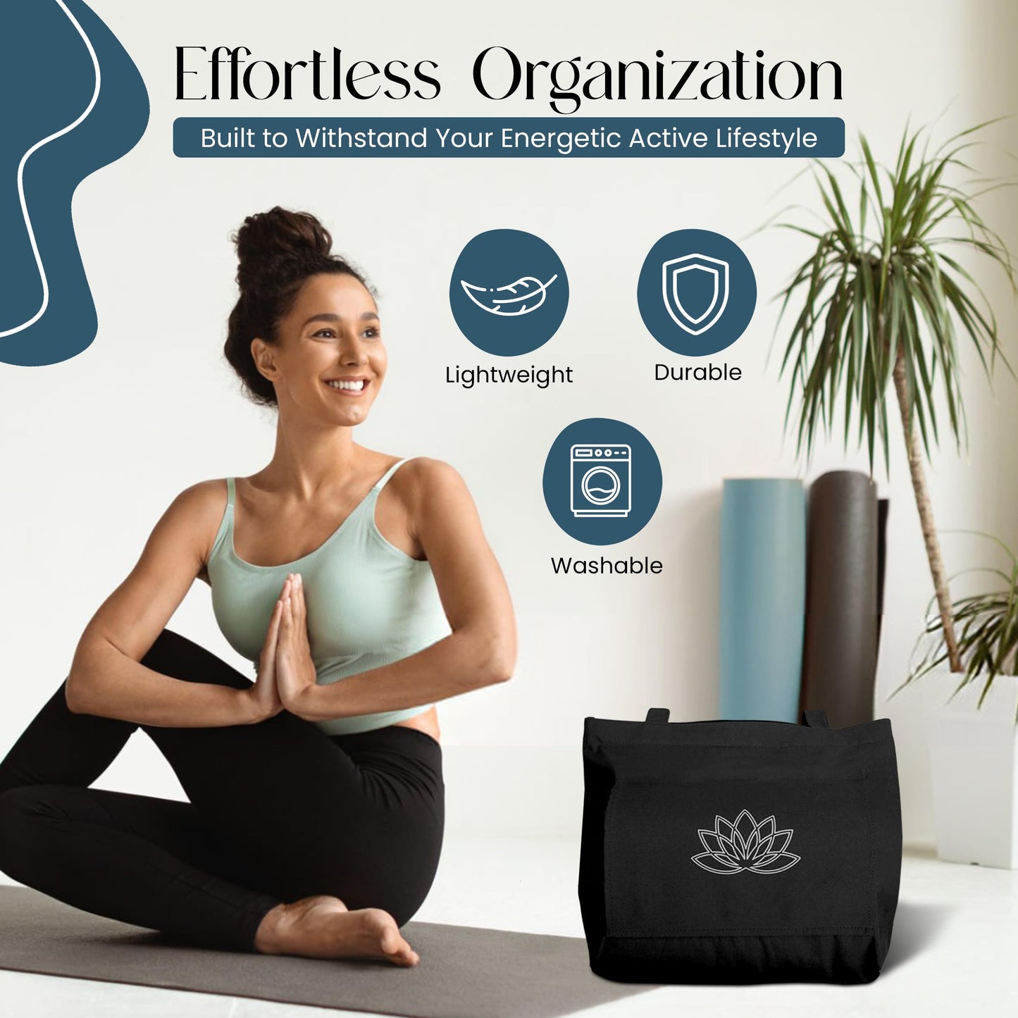 Hygge Beaute Yoga Mat Bag Carrier - Yoga Mat Carrier - Women's Yoga Bag and Workout Tote - Gym Yoga Mat Bag for Accessories and Gear - Gym Mat Holder Tote Bag (17"x13.75"x5")
