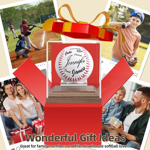 Baseball Display Case Walnut Wood Base Acrylic Baseball Case Display for Balls Uv Protection Baseball Holder Cube Box Stand Memorabilia Autograph Ball, Ideal Gift for Official Size Ball Display