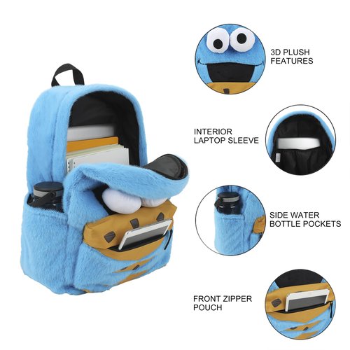 Sesame Street Cookie Monster 17" Blue Backpack