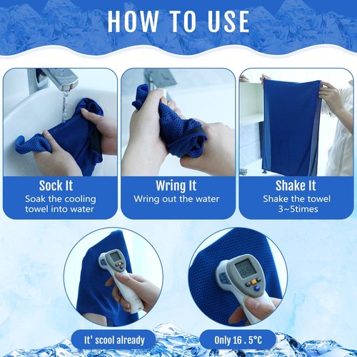 Hosuly 30 Pack Cooling Towels, 40"x12" Ice Breathable Soft Chilly Sweat Rag Microfiber Workout Rags for Gym Cooling Towels for Neck and Face for Yoga Golf Sport Running(Dark Blue)