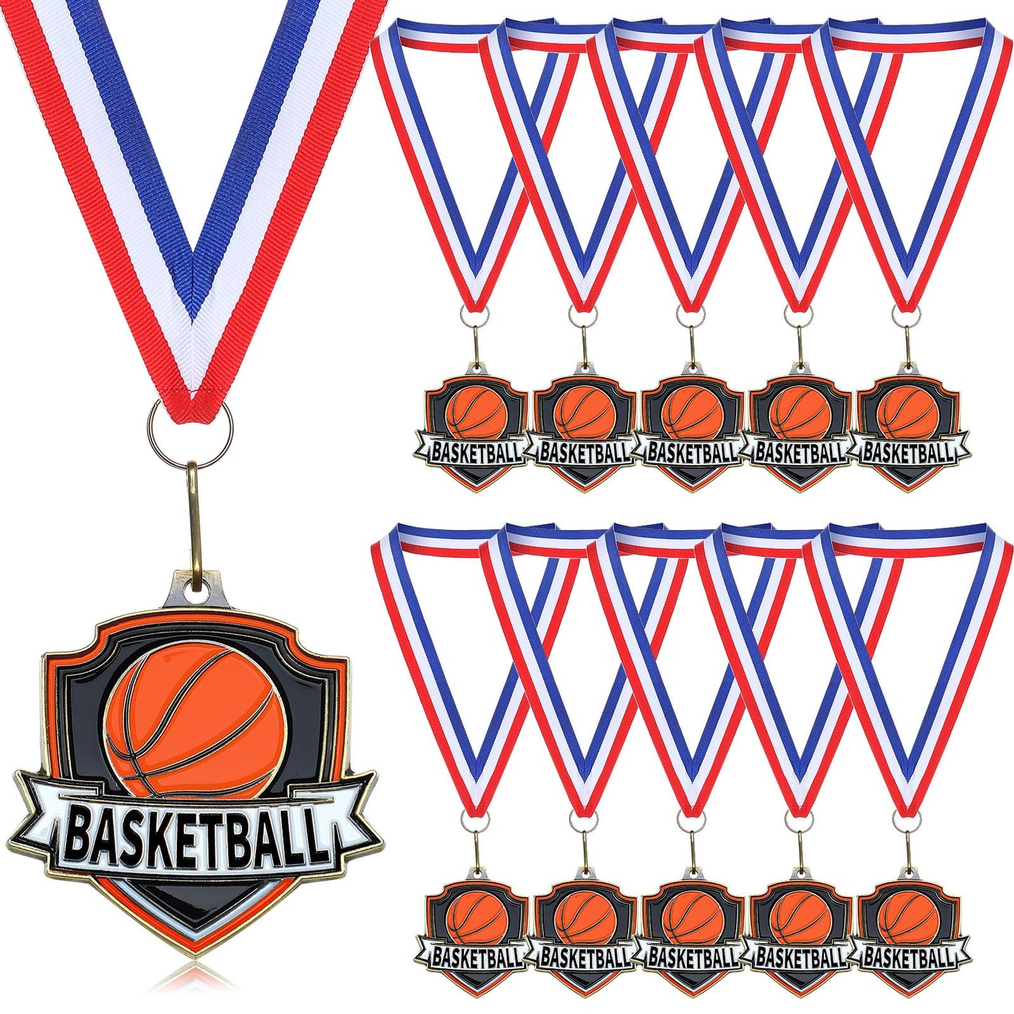 Trnayi 30 Pcs 10/20 /30/40 Pcs Award Medals Bulk Sports Medals with Neck Ribbons 2.4 Inch Winner Award Trophy Prize Gift for Sports Themed Party Favors Tournaments Match (Basketball)