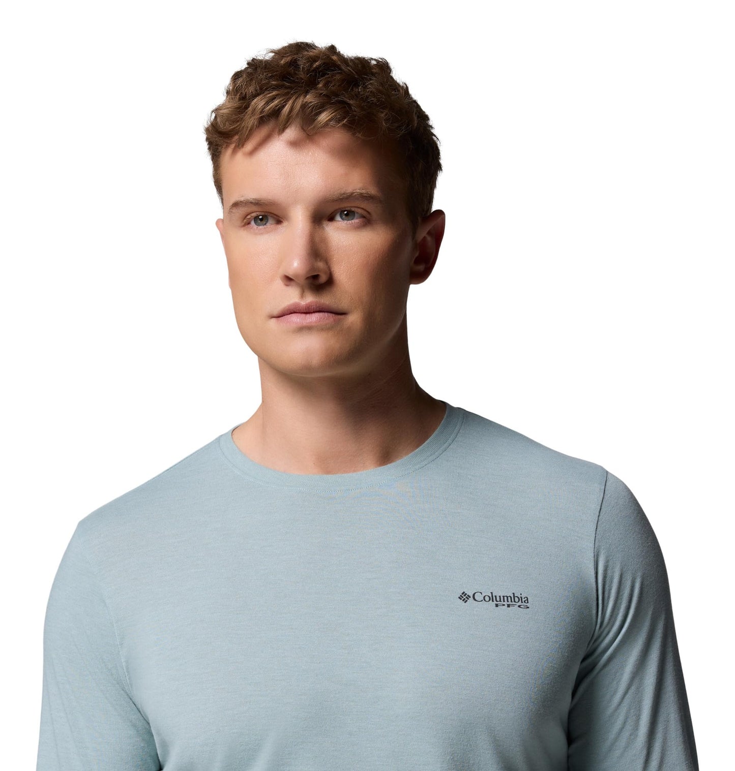 Columbia Mens PFG Uncharted Graphic Tee Long Sleeve, Crushed Blue Heather/Guadalupe Drift, X-Large