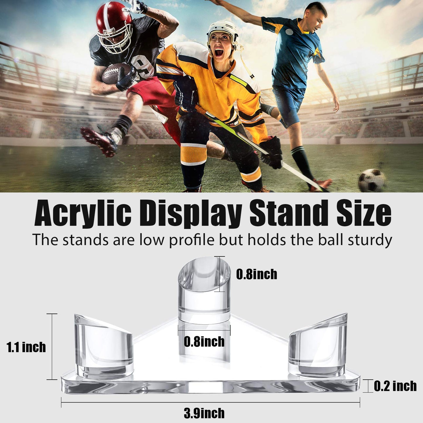 Sumind 4 Pack Acrylic Basketball Stand Holder Clear Sports Ball Storage Football Rack Display Stand for Basketball Football Volleyball Bowling Soccer Rugby Memorabilia Ball Display