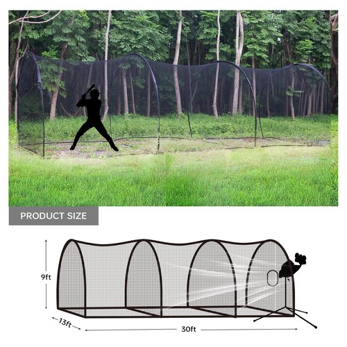 Upgrade 30FT Baseball and Softball Batting Cage Net and Frame, Large Batting Cages Net with Steel Frame for Home - Backyard Batting Cage with Pitching Backstop and Carry Bag