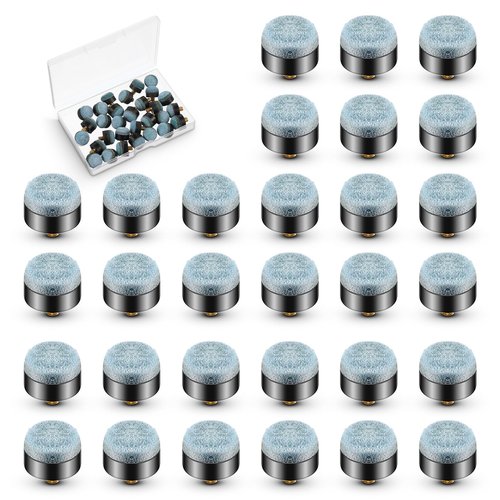 HaiFafafaing 30 Pcs Pool Stick Tips, Screw on Tip, 12mm and 13mm (15 Each) Pool Cue Tips Replacement Kit, Leather-Plastic-Metal Ferrules for Billiard Cues Accessories