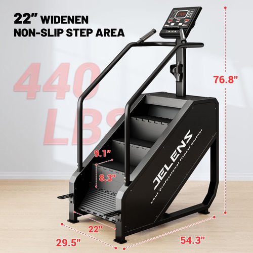 Jelens Stair Stepper Machine with LED Screen 440 LBS, Commercial Grade Stair Climber Exercise Machine for Home with 15 Resistance Levels for Cardio, 24-164 Steps/Minute (Classical)