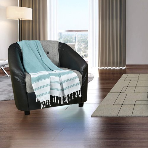 GLAMBURG Peshtemal Turkish Beach Towel Cotton Oversized 36x71 Set of 6 for Adults, Soft Durable Absorbent Extra Large Hammam Bath Sheet - Teal