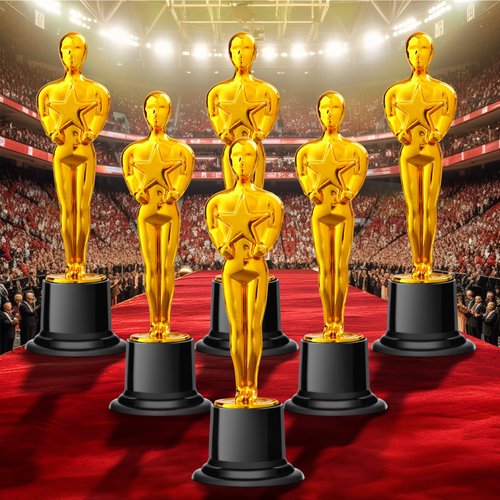 COJOSQC 6PCS Mini Plastic Trophy Award, Hollywood Theme Party Decorations, for contests and Parties Such as Dances, Golf, Movies, Employee Appreciation, Basketball Themes. Small Trophies.