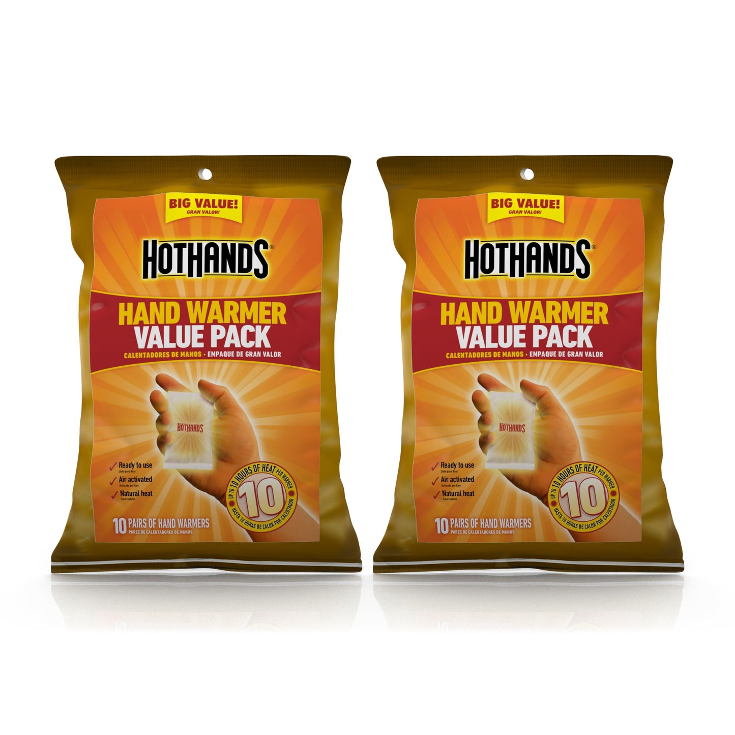 HotHands Hand Warmer Value Pack - Long Lasting, Odorless, Air Activated Warmers - Up to 10 Hours of Heat - 20 Pair