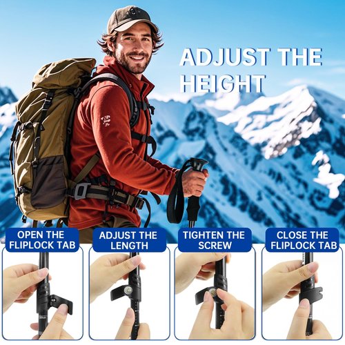 Underwood Aggregator Collapsible Trekking Poles 2 Pack - Adjustable Aluminum Hiking Poles, Lightweight Nordic Walking Sticks for Women, Men, Seniors, Kids, Backpacking