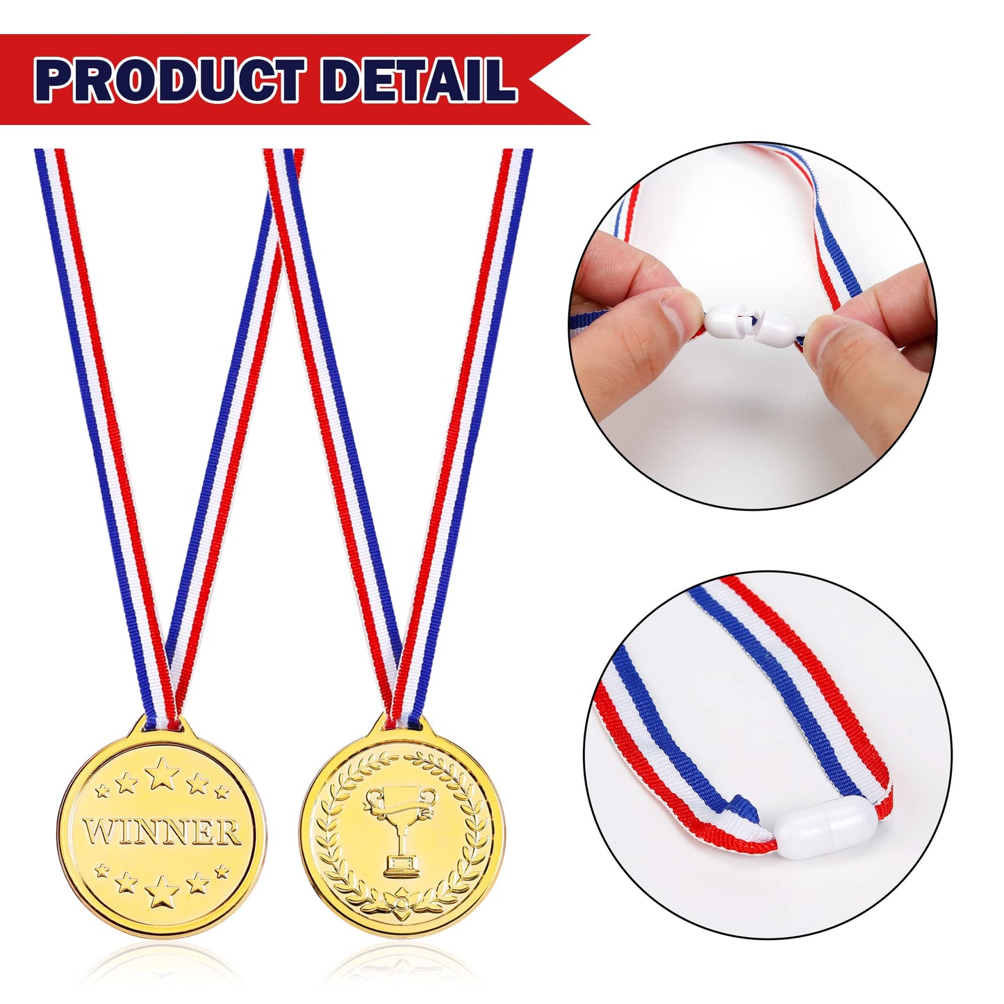 Pllieay 24 Pieces 2 Inch Winner Medals Gold Award Medals Gold Prizes for Sports, Competitions, Party Favors and Awards