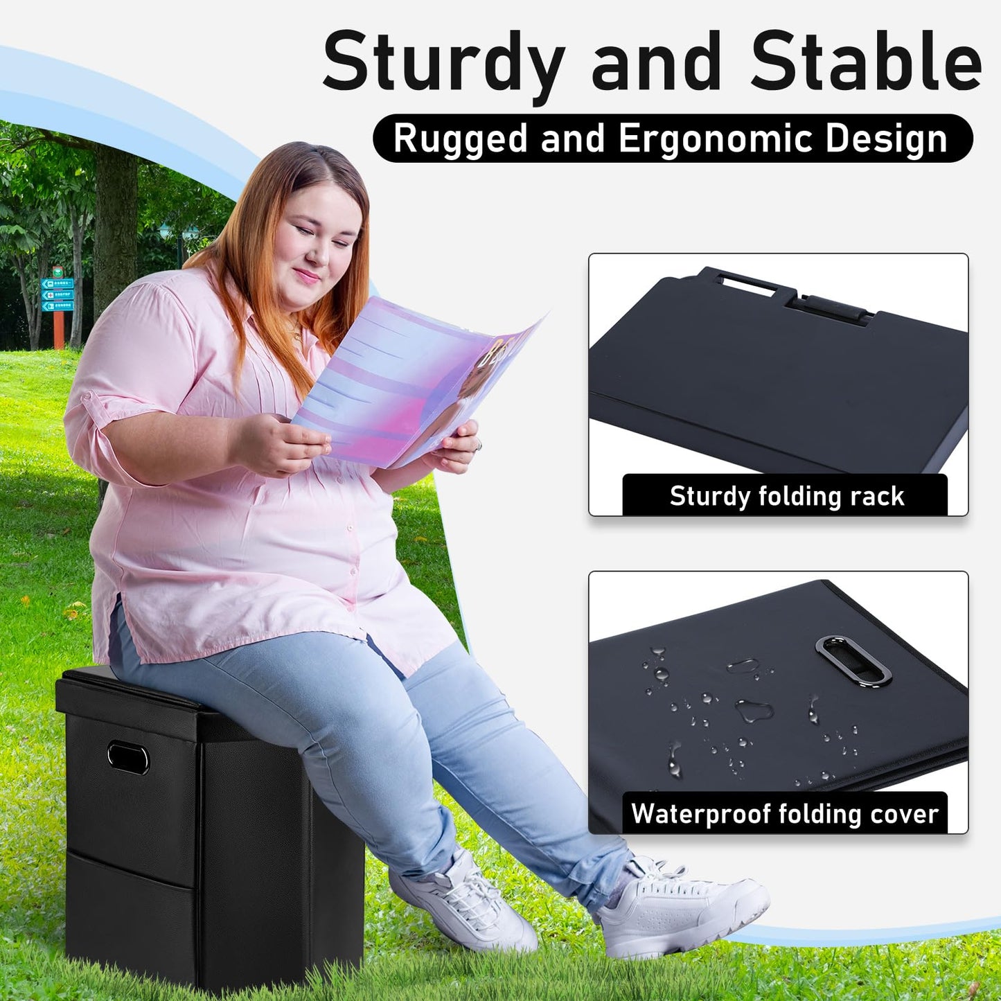 HYQWEPZ Portable Toilet for Adults,XL， 16.5 inch Camping Toilet with Flap and Handbag Super Stool Portable Travel Floating Toilet, Mobile Toilet for Hiking, Traveling, Camping, car and Driver