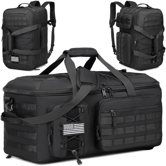 50L Gym Bag for Men and Women, 3-in-1 Duffle Bag for Travel Sports with Shoe Compartment, Military Tactical Backpack for Overnight Weekender Workout