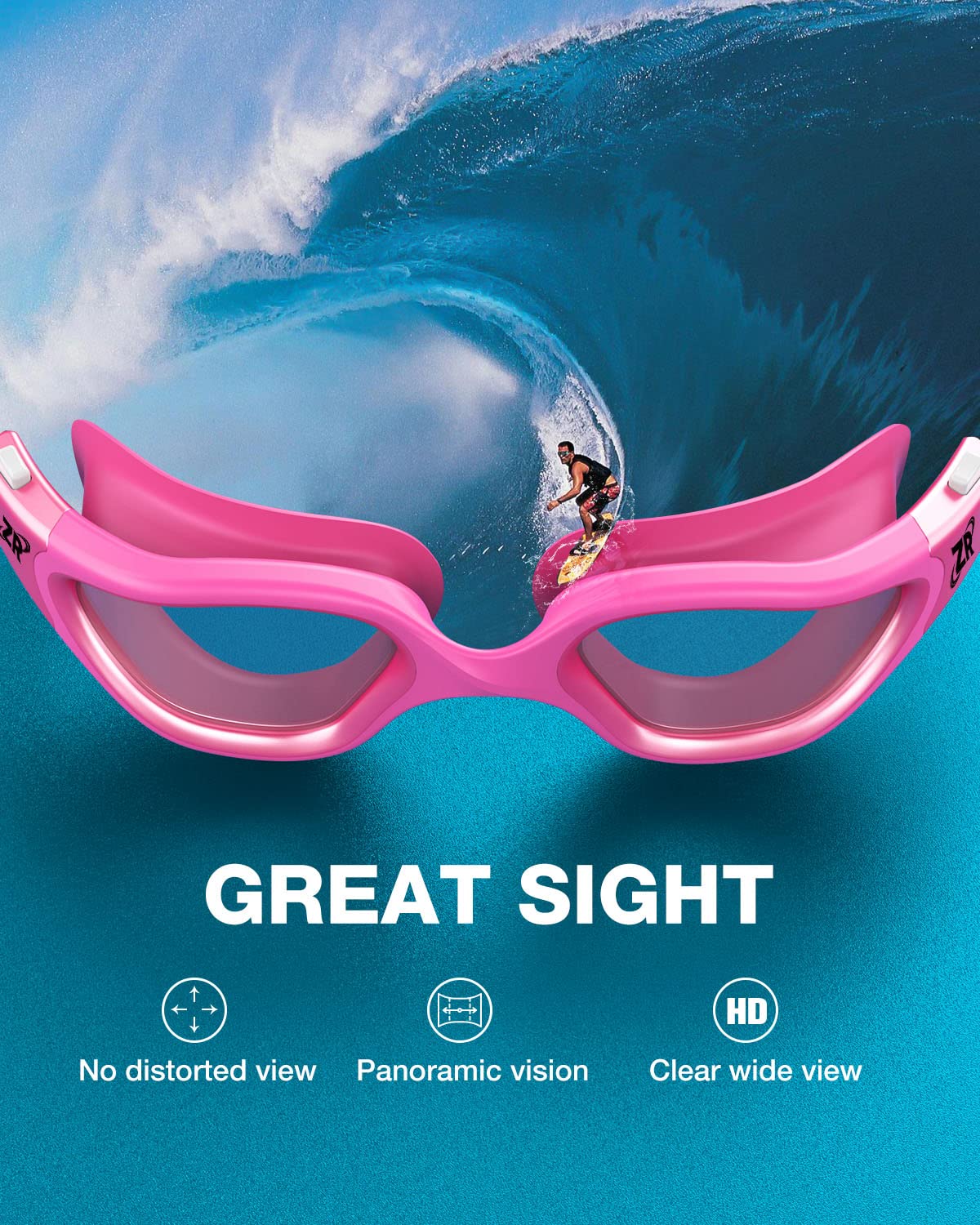 ZIONOR Swim Goggles, G1 MAX Super Anti-fog Polarized Swimming Goggles for Men Women Adult, UV Protection Leakproof Easy Adjustable Strap for Indoor Outdoor Swimming (Polarized + Bright Smoke)