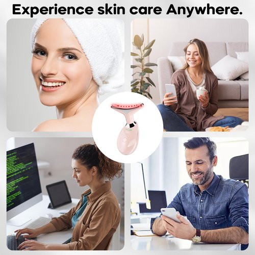 Facial Massager, Portable Face Neck Massager Wand for Skin Care (Pink)