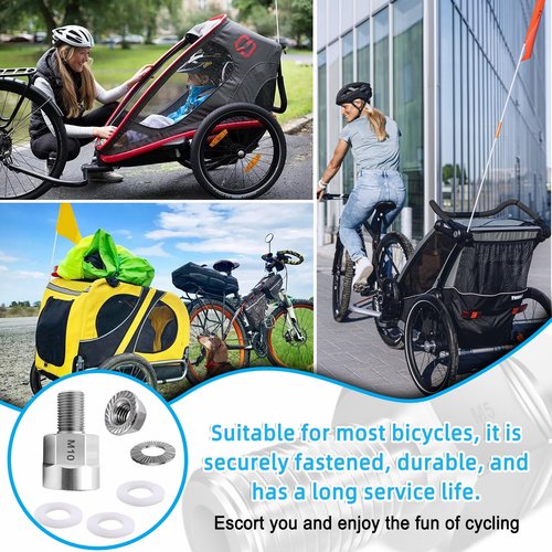 Saioagi Universal Bicycle Trailer Axle Adapter,Bicycle axle Adapter for Bicycle Trailer Coupling,Heavy-Duty Coupler(M10 x 1.0 Aolid Axle)