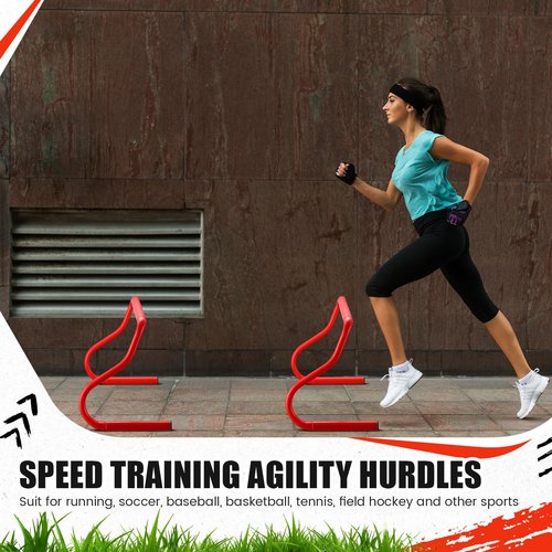 Seenelling 16 Pcs 12" Speed Agility Training Hurdles Large Size Detachable Agility Hurdles Hurdles Training Equipment Set for Athletes Soccer Basketball(Red)