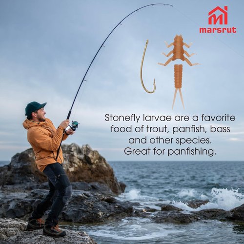 30pcs Stonefly Lures for Fly Fishing Baits, Synthetic Fly Tying Materials, Plastic Body Soft Artificial Flies Combo Set for Fishing, Including Hooks and Stickers