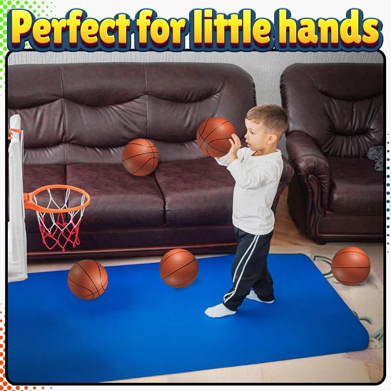 Variation Orange: 6-Inch Mini Basketball Set for Kids — 5 Pack with Hand Pump