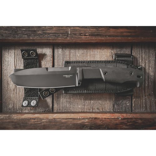 Extrema Ratio - Selvans S600 (BLACK), Fixed Blade Knife, Böhler S600 steel hardened to 64 HRC, burnished finish, ergonomic Forprene handle, full tang construction, survival-ready, sheath included