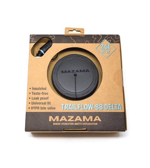 Mazama Trailflow Delta Tactical Insulated Hydration Reservoir with Insulated Tube. Military-Grade, BPA-Freee, Taste-Free Materials. Large 88mm Fill Port with Rubber Grip Twist Cap. 2.5L/85oz.