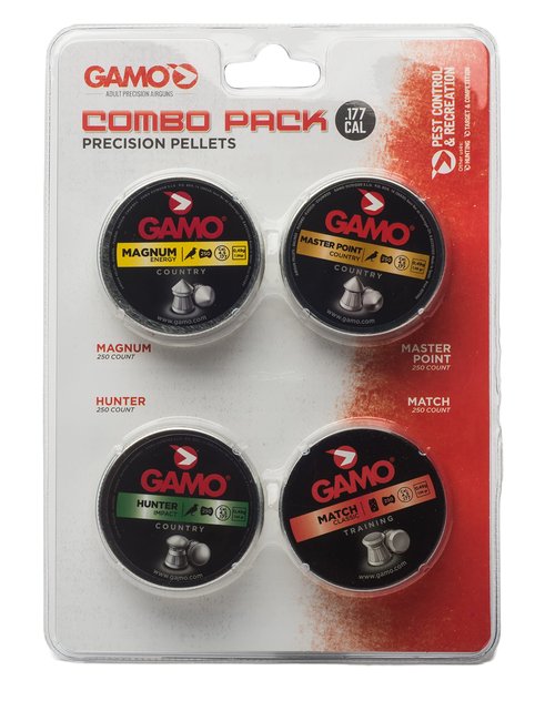 Gamo 632092954 Air Rifle Pellets Combo Pack, .177 Caliber, Quantity 1000 (Magnum, Masterpoint, Hunter, Match)
